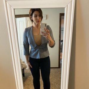 WHBM Blue Ruffle Blazer